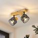 Lindby - Plafondspot - 2 lichtpunten - Staal, Hout - Zwart, Licht hout