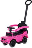 SUN BABY Mercedes-Benz G Loopauto 3-in-1 met Duwstang - Rubberen Wielen - Vanaf 12 Maanden - Roze