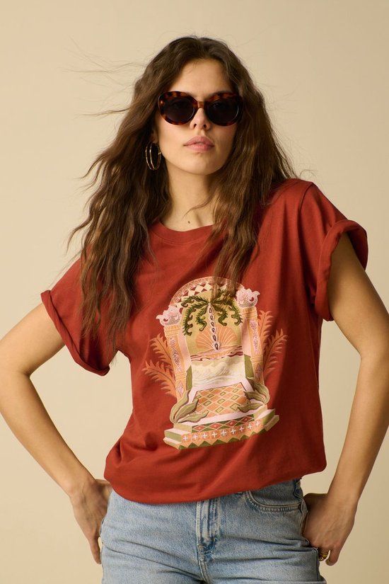 Sissy-Boy Donkerrood T-shirt met palm print