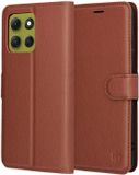 Techsuit Hoesje geschikt voor Motorola Moto G86 - Leather Folio Book Wallet Case - Bruin