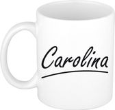 Bellatio Decorations Carolina Naam koffiemok - beker - met sierlijke letters - wit