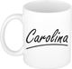 Bellatio Decorations Carolina Naam koffiemok - beker - met sierlijke letters - wit