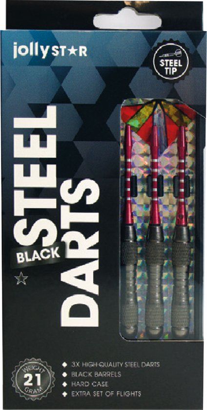 Jollystar Dartpijlen Set 21 Gram - Black - Steeltip - 3 stuks
