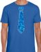 Bellatio Decorations Verkleed shirt heren - Stropdas Pailletten Blauw - Maat S