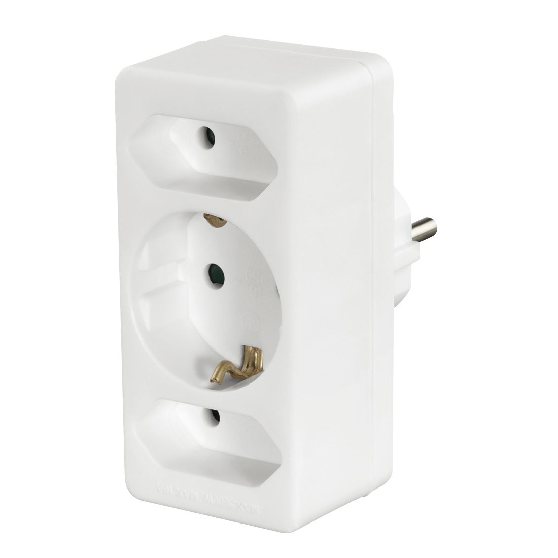 Hama Stopcontactadapter 3-voudig, 1x geaard stopcontact, 2x euro, wit