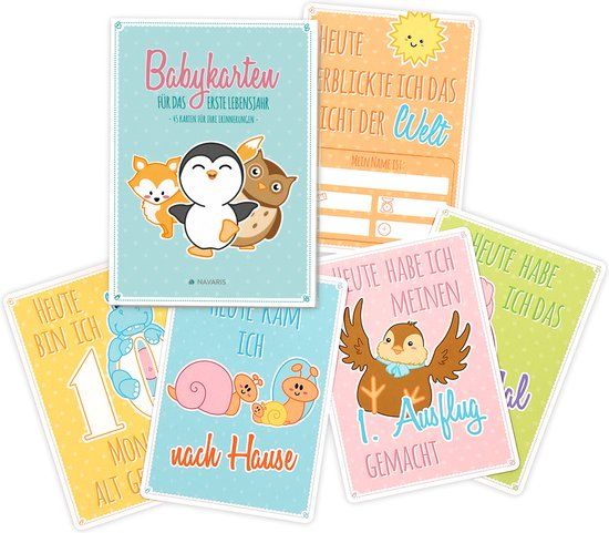 Navaris Mijlpaalkaarten voor Baby's - Set van 45 - Duits