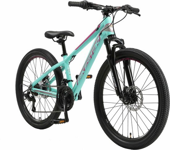 bikestar MTB, Sport kinderfiets 24 inch mint /roze, 21 speed