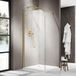FortiFura Galeria Inloopdouche - 140x200cm - Afgeronde Glaswand - Helder Glas - Wandarm - PVD - Geborsteld Messing (Goud)