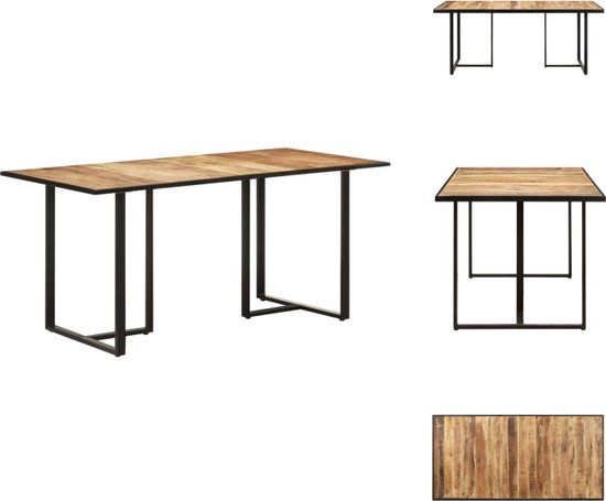 vidaXL Eettafel 160 cm ruw mangohout