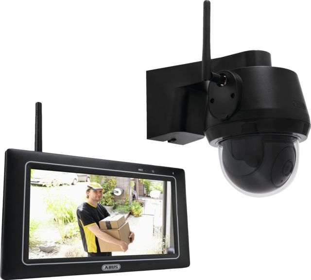 ABUS Security-Center ABUS PPDF17100 Draadloze 4-kanaals videotoezichtkit met 1 camera, 7" scherm, Wi-Fi, nachtzicht, en microSD-ondersteuning.