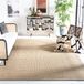 SAFAVIEH Natural Fiber Rug - 7' Square, Natural & Grey, Border Basketweave, Seagrass Design, Easy Care, Ideal for High-Traffic Areas in Living Room, Bedroom (NF114P)