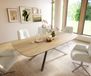 DELIFE Table à manger Edge Boot 240x120 cm Céramique Laminam® Sabbia Eichefarbig piètement en croix Rectangle Acier inoxydable