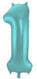 Folat Folieballon Cijfer 1 Aqua Metallic Mat - 86 cm