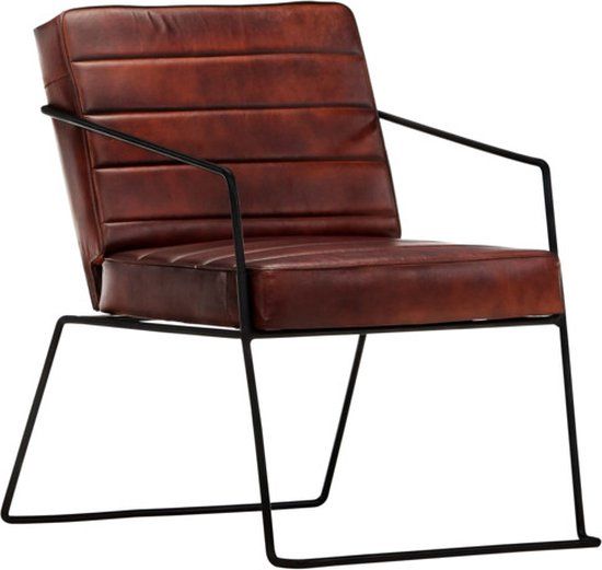 vidaXL Fauteuil Echt Leer Donkerbruin