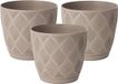 Form Plastic Plantenpot/bloempot New Age - 3x - kunststof - beige - D15 x H14 cm - met opvang schotel - rond