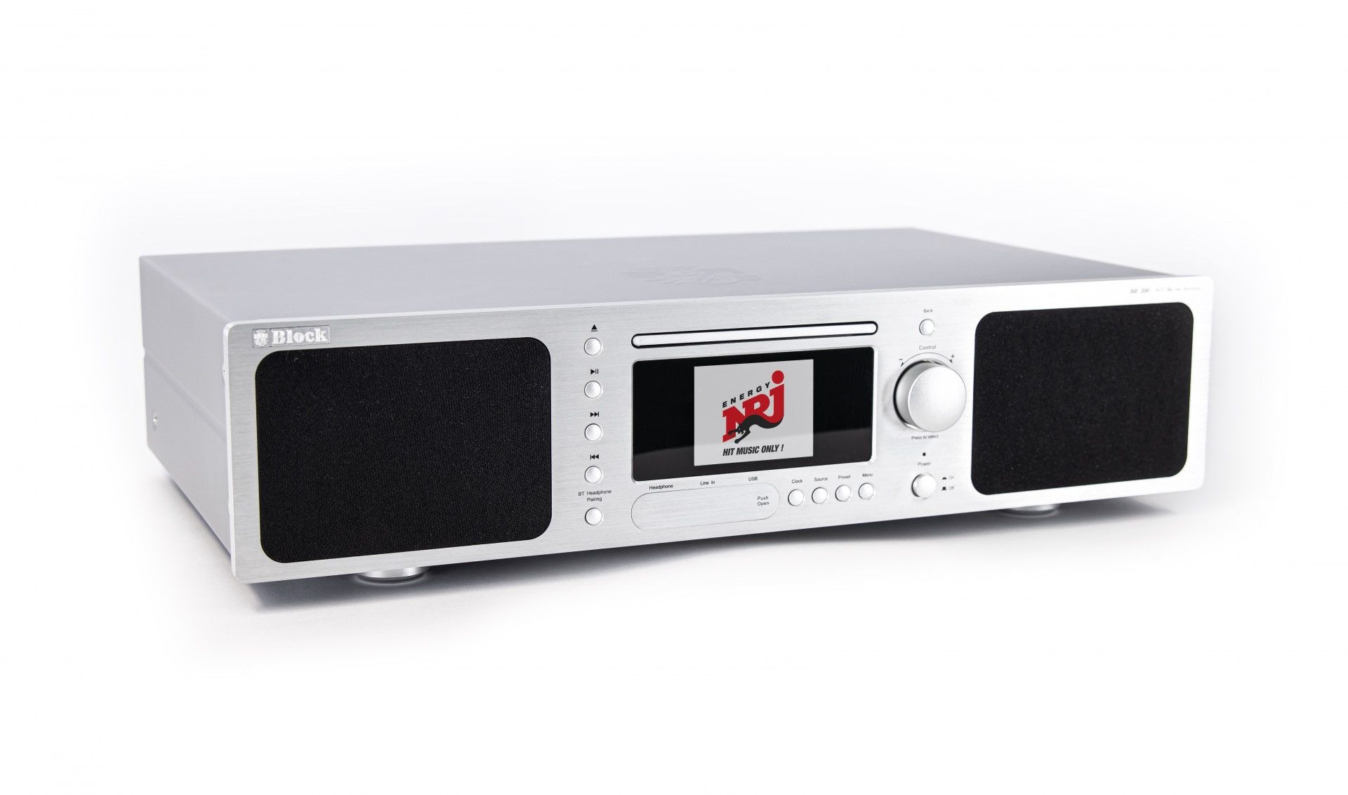 Block BB-200 Blu-Ray-internetontvanger met geïntegreerd luidsprekersysteem in diamantzilver