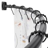 Chrsouly Gebogen douchegordijnstang, verstelbaar van 107-183 cm, roestvrije gebogen douchestang voor badkamer, badkuip, premium roestvrij staal, boren nodig, zwart