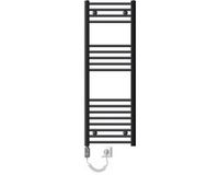 LuxeBath Elektrische badkamerradiator met verwarmingselement 900W 400x1200 mm antraciet gebogen met zijaansluiting
