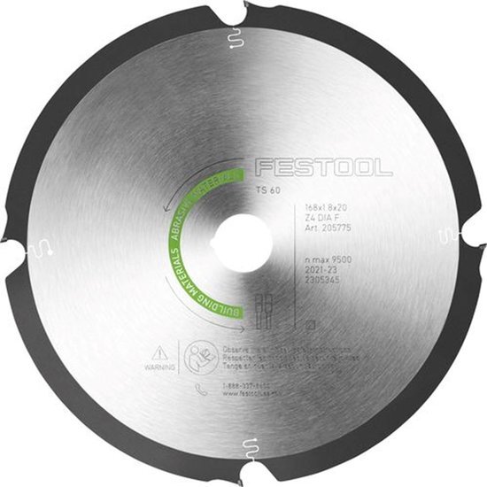 Festool Cirkelzaagblad voor Cementplaten | Abrasive Materials | &#216; 168mm Asgat 30mm 4T - 205769