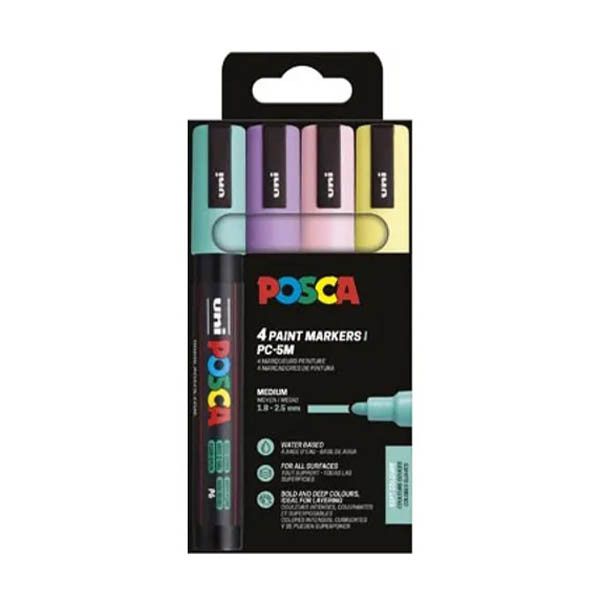 POSCA - Acrylmarker PC-5M set van 4 pastelkleuren 1,8-2,5 mm