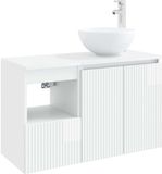 vidaXL Badkamermeubel Set 2 st Hoogglans Wit Bewerkt hout