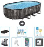 Bestway Ovaal Power Steel Zwembad - 610 x 366 x 122 cm - Grijs