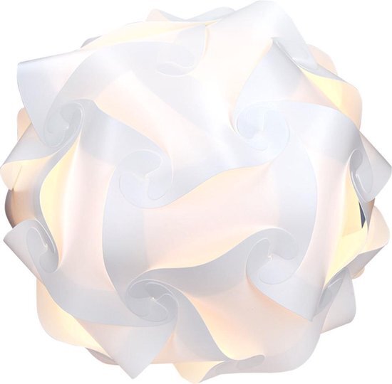 kwmobile witte puzzellamp van 30 stukjes - DIY hanglamp - Puzzel zelf je lamp in 15 ontwerpen - Hanglamp en tafellamp - Diameter ca. 20 cm - Maat S