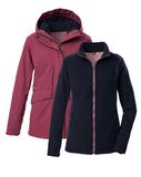 killtec Dames Outdoorjack/3 in 1 functioneel jack met capuchon en inritsbaar fleecejack KOW 189 WMN JCKT, hellpflaume, 44, 43311-000