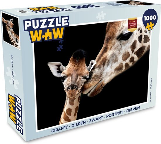 MuchoWow Puzzel Giraffe - Dieren - Zwart - Portret - Dieren - Legpuzzel - Puzzel 500 stukjes - Sinterklaas cadeautjes - Sinterklaas voor grote kinderen