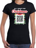 Bellatio Decorations Bellatio Christmas sweaters Kerst QR code kerstshirt All I want: Geen Kut kerst muziek dames zwart - XL