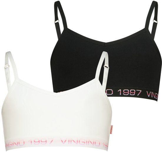 Vingino meisjes 2P bralettes zwart & wit