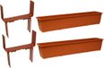 Geli Set van 2 plantenbakken terracotta rechthoekig 80 cm met beugels