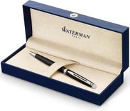 Waterman Hémisphère-balpen | Matzwart met chromen afwerking | Medium penpunt | Blauwe inkt | Geschenkverpakking