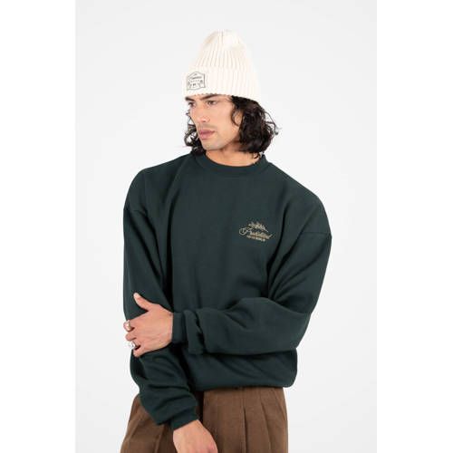 Prohibited donkergroen sweater met backprint