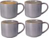 Excellent Houseware Koffiemok/theemok - set 4x - Rustic - blauw - 330 ml - mokken - keramiek