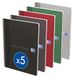 OXFORD Seyès Essentials Notitieboek, A4, groot, geruit, 180 pagina's, spiraalbinding, kaartomslag, verschillende kleuren, 5 stuks