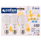 COFAN Lot de 3 ampoules E27 A60 14 W 1521 LM 5CCT - Blanc