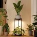 Merkloos Metalen plantenstandaard met LED-verlichting - 2-lags cilindrisch rek voor binnen