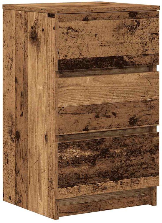 vidaXL Nachtkastje met 3 lades 39x35x65 cm oud hout
