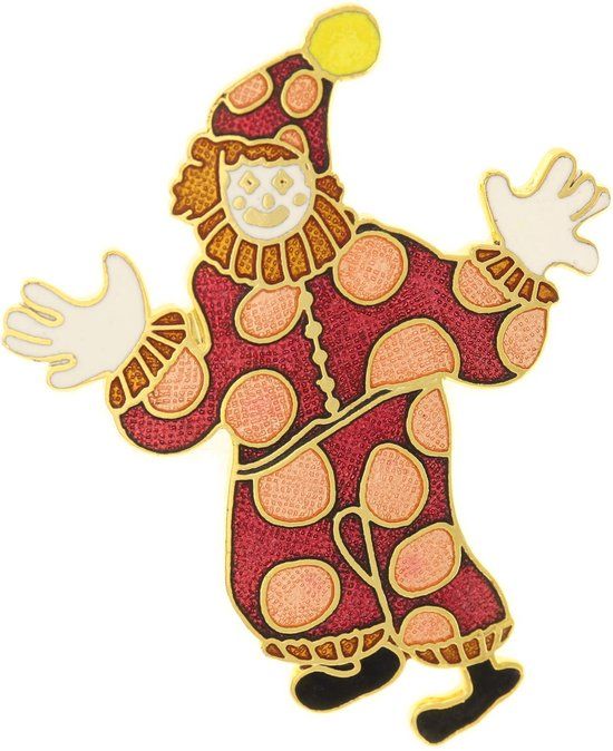 Behave® Broche clown rood emaille - Broche voor dames - Emaille - 5 cm