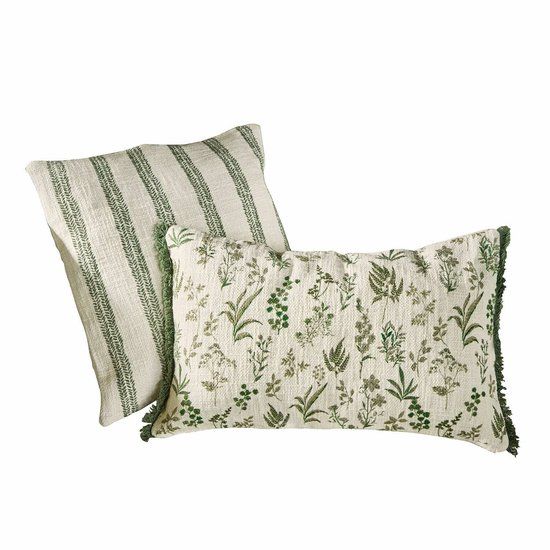 LOBERON Kussenhoes set van 2 Wescombe groen/wit