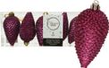 Decoris Dennenappel Kersthangers 6 stuks - Aubergine Roze - 8 cm - Kunststof