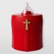 La Briantina Elektrisch led-theelicht Benedicto rood, levensduur 150 dagen, rood met gouden kruis en knipperlicht, 11 x 8 x 6 cm