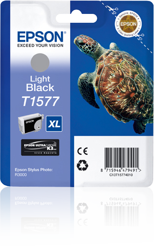 Epson Turtle T1577 Light Black single pack / Licht zwart