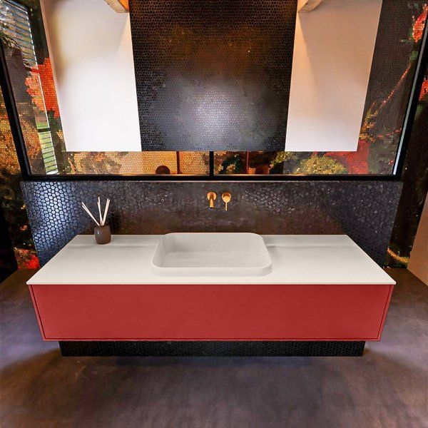 Mondiaz ERIN 150cm badmeubelset onderkast Fire met 1 lade + Wastafel RIDGE Linen