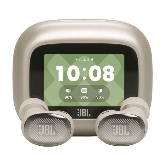 JBL Live Buds 4 – Draadloze Oortjes met Noise Cancelling – Smart Case met Touchscreen - Earbuds Bluetooth – 40 uur – Waterdicht – IP55 - Champagne/Beige