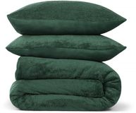 DoubleDry Dekbedovertrek Teddy Fleece - Eenpersoons 140x220 cm + 1 Kussensloop - Groen