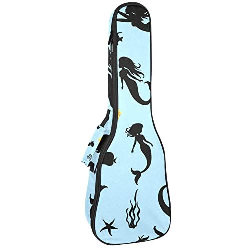 Mersov Tenor Ukulele Gigbag Waterdichte Ukelele Case Gewatteerde Rugzak, Geweldig voor Sopraan Concert (21/23/24") Oceaan Zeemeermin Vis Blauw