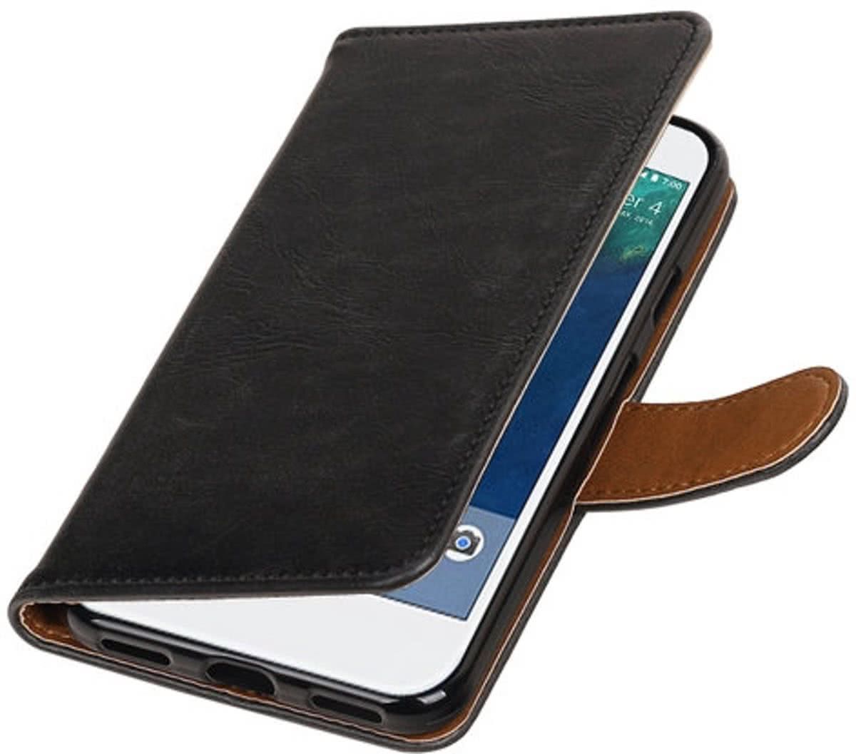 Best Cases Zwart Pull-Up PU booktype wallet cover hoesje voor Google Pixel XL - 8718883850675
