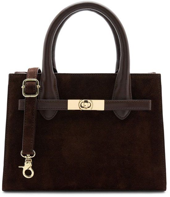 Manfield Donkerbruine suède handtas
